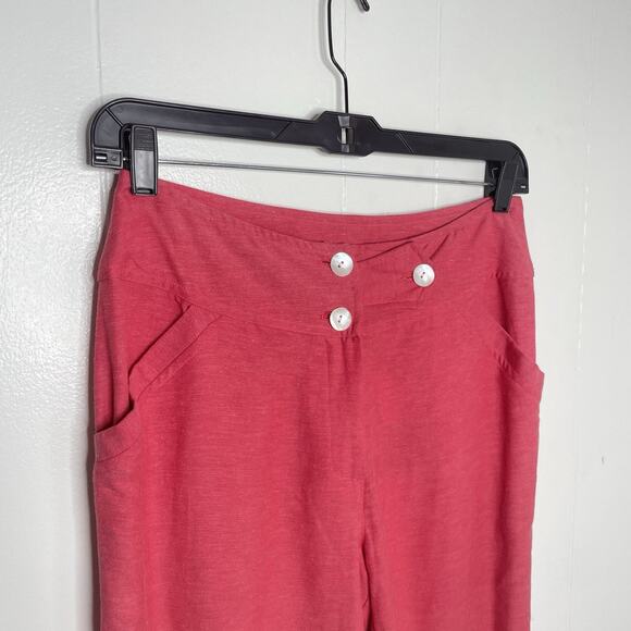 NEW Adini Womens Linen Blend Capri Pant M Vintage Pink Beachy Lagenlook Boho - Picture 3 of 9